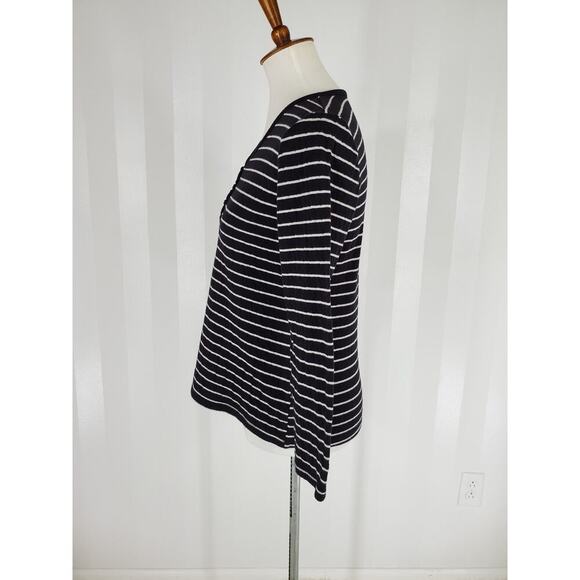 CROFT & BARROW Women's Black & White Striped Pajama Top Sz S - Picture 3 of 7